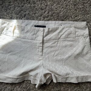 Women's White Textured Shorts